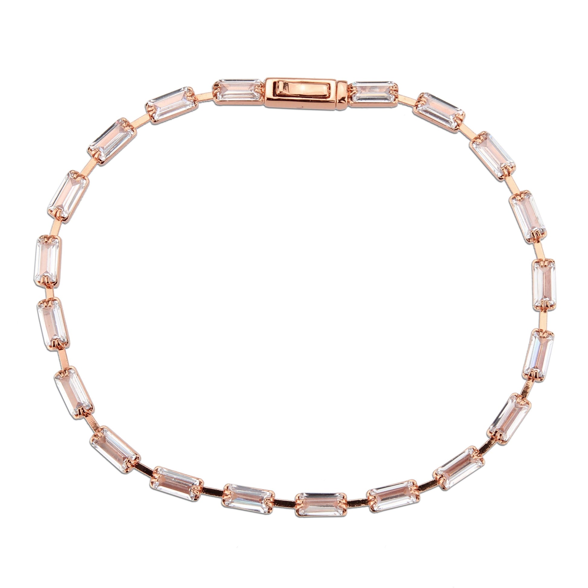 3W1711 - Rose Gold Brass Bracelet with AAA Grade CZ in Clear-2