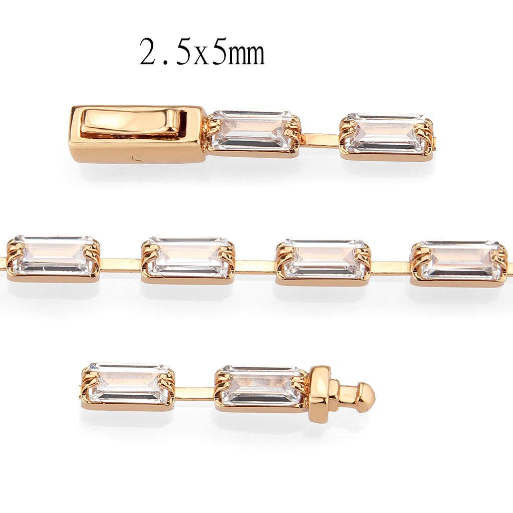 3W1711 - Rose Gold Brass Bracelet with AAA Grade CZ in Clear-3