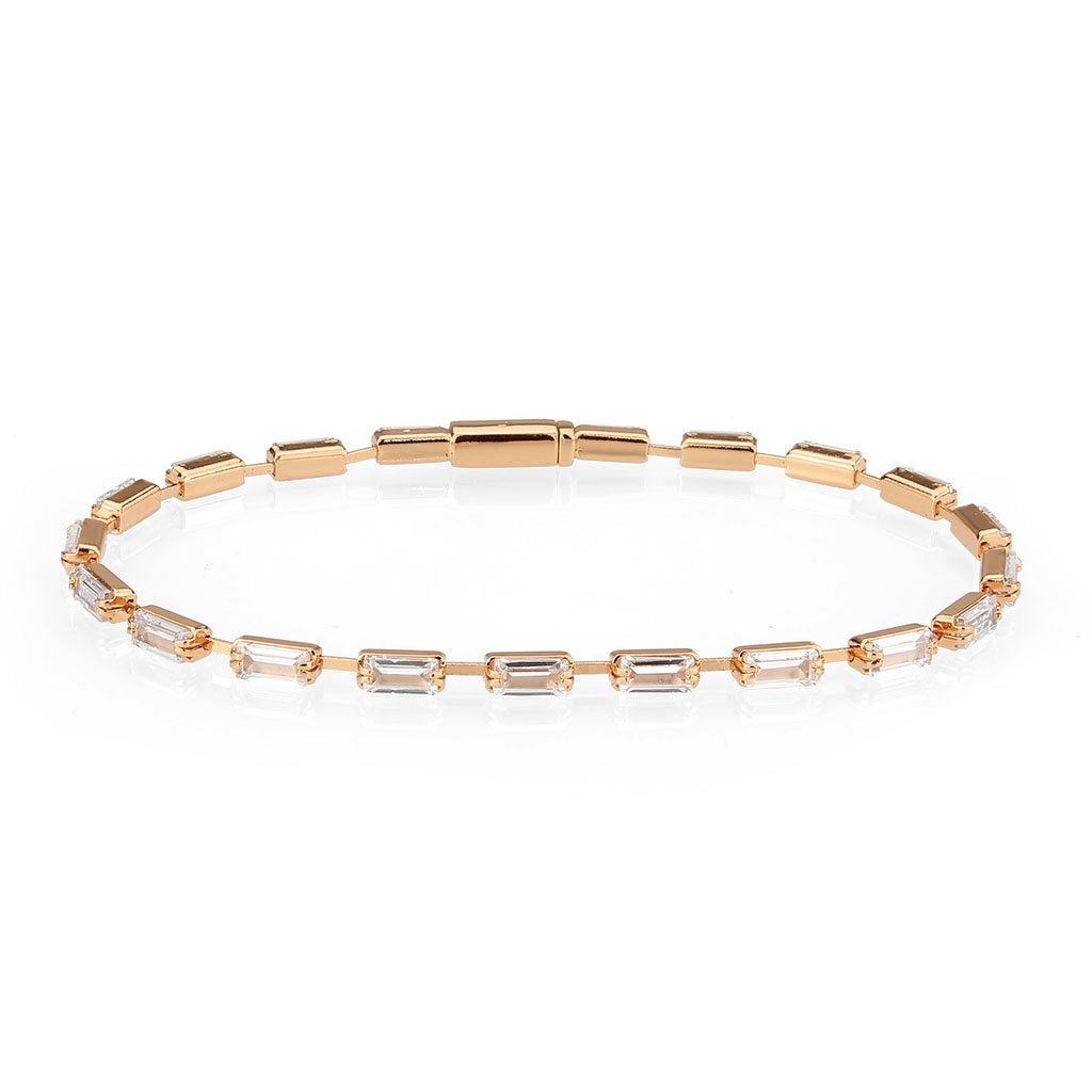 3W1711 - Rose Gold Brass Bracelet with AAA Grade CZ in Clear-0