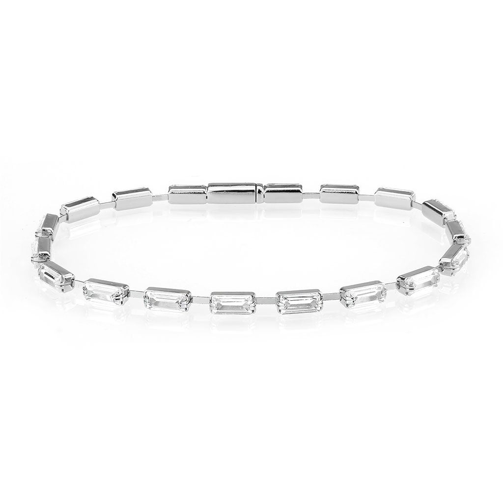 3W1712 - Rhodium Brass Bracelet with AAA Grade CZ in Clear-0