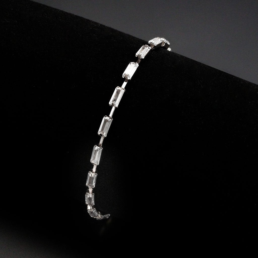 3W1712 - Rhodium Brass Bracelet with AAA Grade CZ in Clear-1