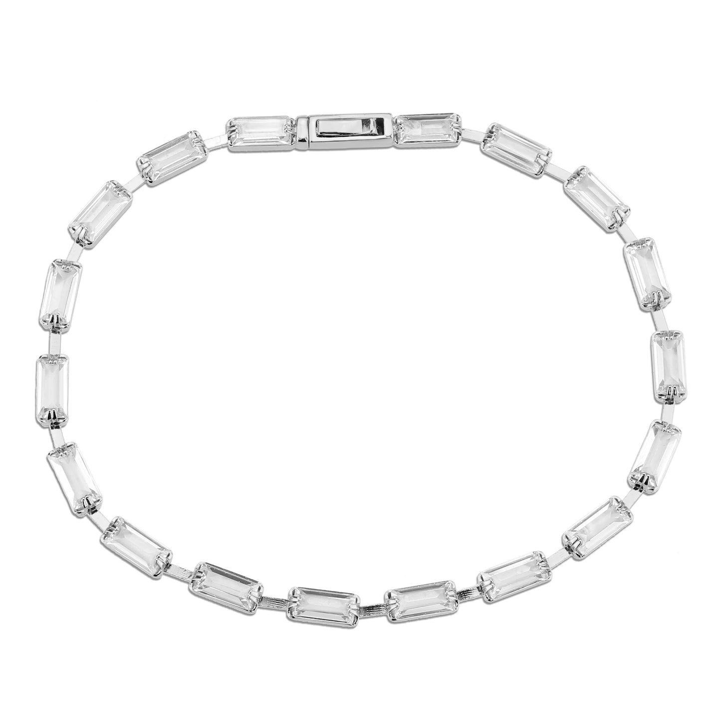 3W1712 - Rhodium Brass Bracelet with AAA Grade CZ in Clear-2