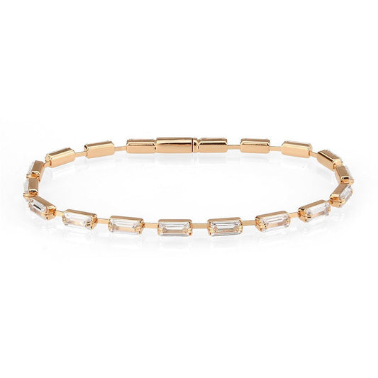 3W1714 - Rose Gold Brass Bracelet with AAA Grade CZ in Clear-0