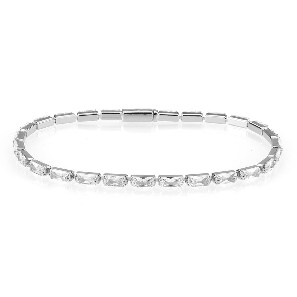 3W1715 - Rhodium Brass Bracelet with AAA Grade CZ in Clear-0