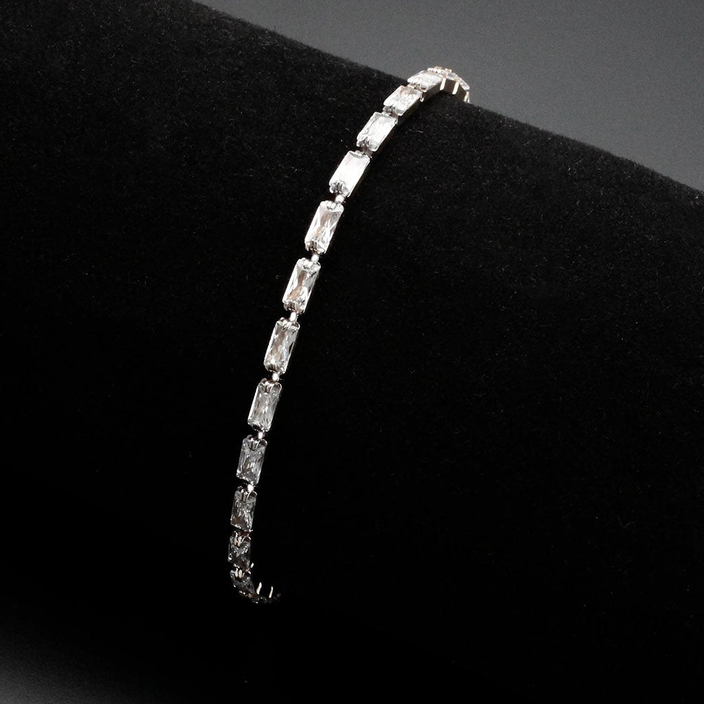 3W1715 - Rhodium Brass Bracelet with AAA Grade CZ in Clear-1