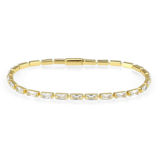 3W1716 - Gold Brass Bracelet with AAA Grade CZ in Clear-0