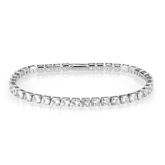 3W1718 - Rhodium Brass Bracelet with AAA Grade CZ in Clear-0