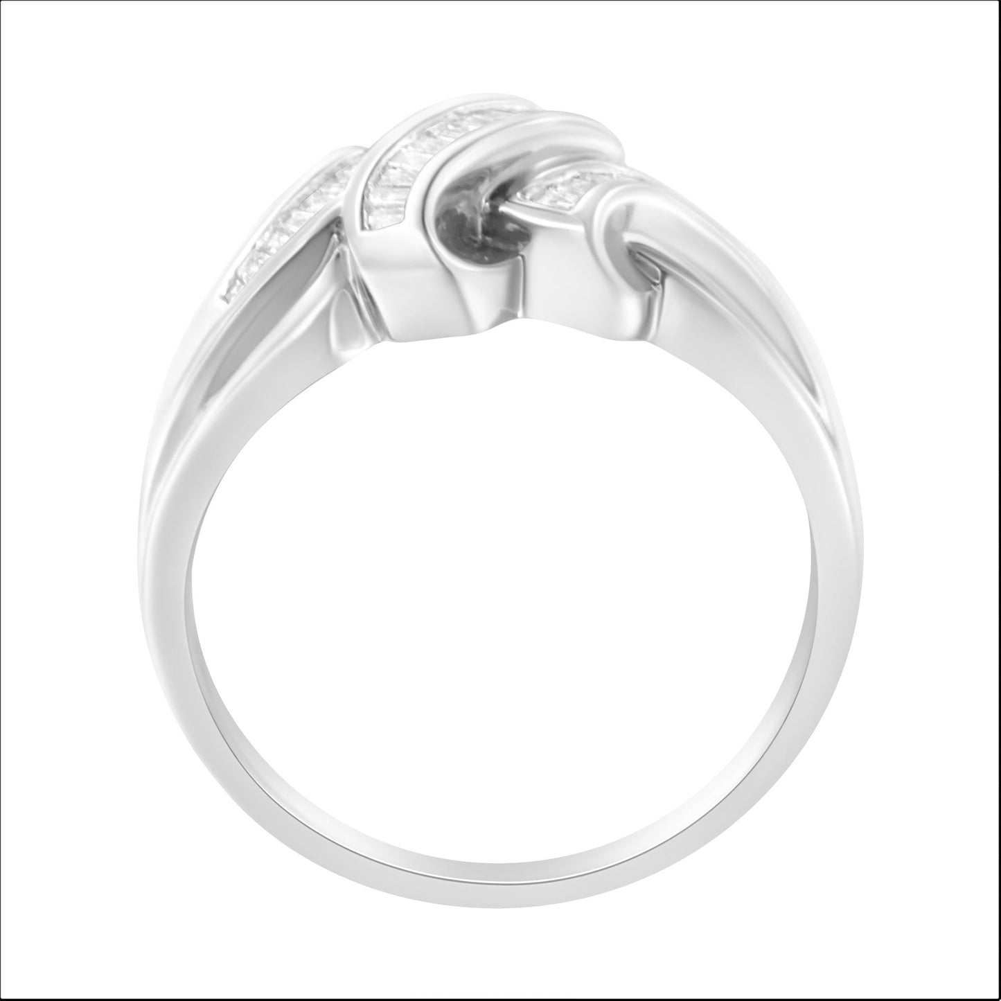 14K White Gold 1/3 Cttw Channel Set Baguette Diamond Bypass Ring Band (H-I Color, SI1-SI2 Clarity)-3