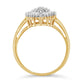 10K Yellow Gold 1/2 Cttw Round & Baguette Cut Diamond Pear Shaped Domed Pavé Cluster with Halo Cocktail Ring (J-K Color, I1-I2 Clarity)-3