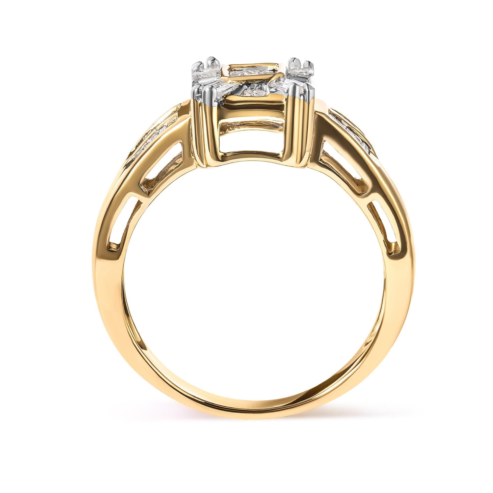 10K Yellow Gold 1/2 Cttw Diamond Composite and Halo Ring (H-I Color, SI1-SI2 Clarity)-3