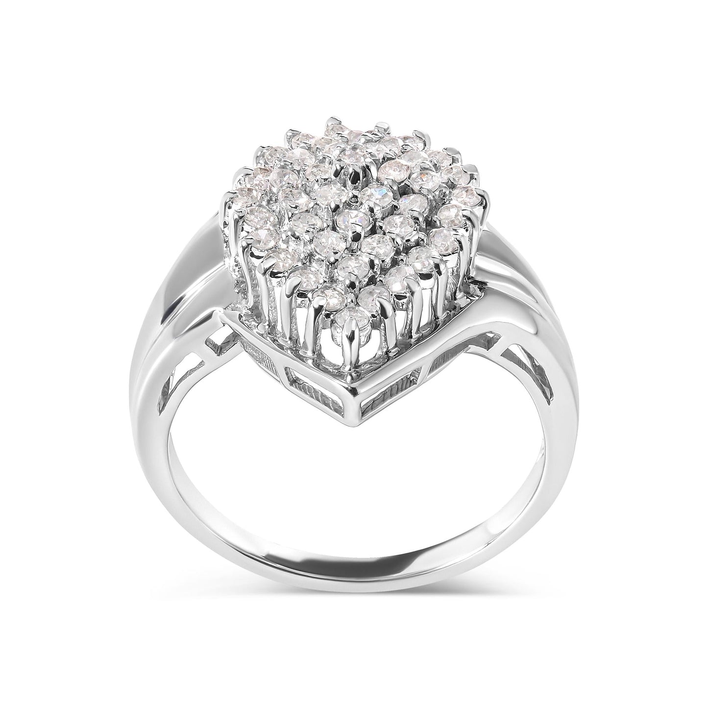 10K White Gold 1/2 Cttw Diamond Pear Shaped Cluster Ring (H-I Color, I1-I2 Clarity)-3