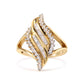 10K Yellow Gold 1/2 Cttw Round and Baguette Cut Diamond Cocktail Ring (H-I Color, I1-I2 Clarity)-3