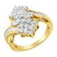 10K Yellow Gold Round And Baguette Cut Diamond Cluster Ring (1 1/10 Cttw, H-I Color, SI2-I1 Clarity)-3