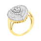 10K Yellow Gold 1.0 Cttw Round and Baguette Cut Diamond Oval Shaped Cluster Ring (I-J Color, I1-I2 Clarity)-3