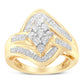 10K Yellow Gold Diamond Bypass Cluster Ring (1 Cttw, I-J Color, I2-I3 Clarity)-3