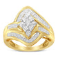 10K Yellow Gold over .925 Sterling Silver Diamond Bypass Cluster Ring (1 Cttw, I-J Color, I2-I3 Clarity)-3