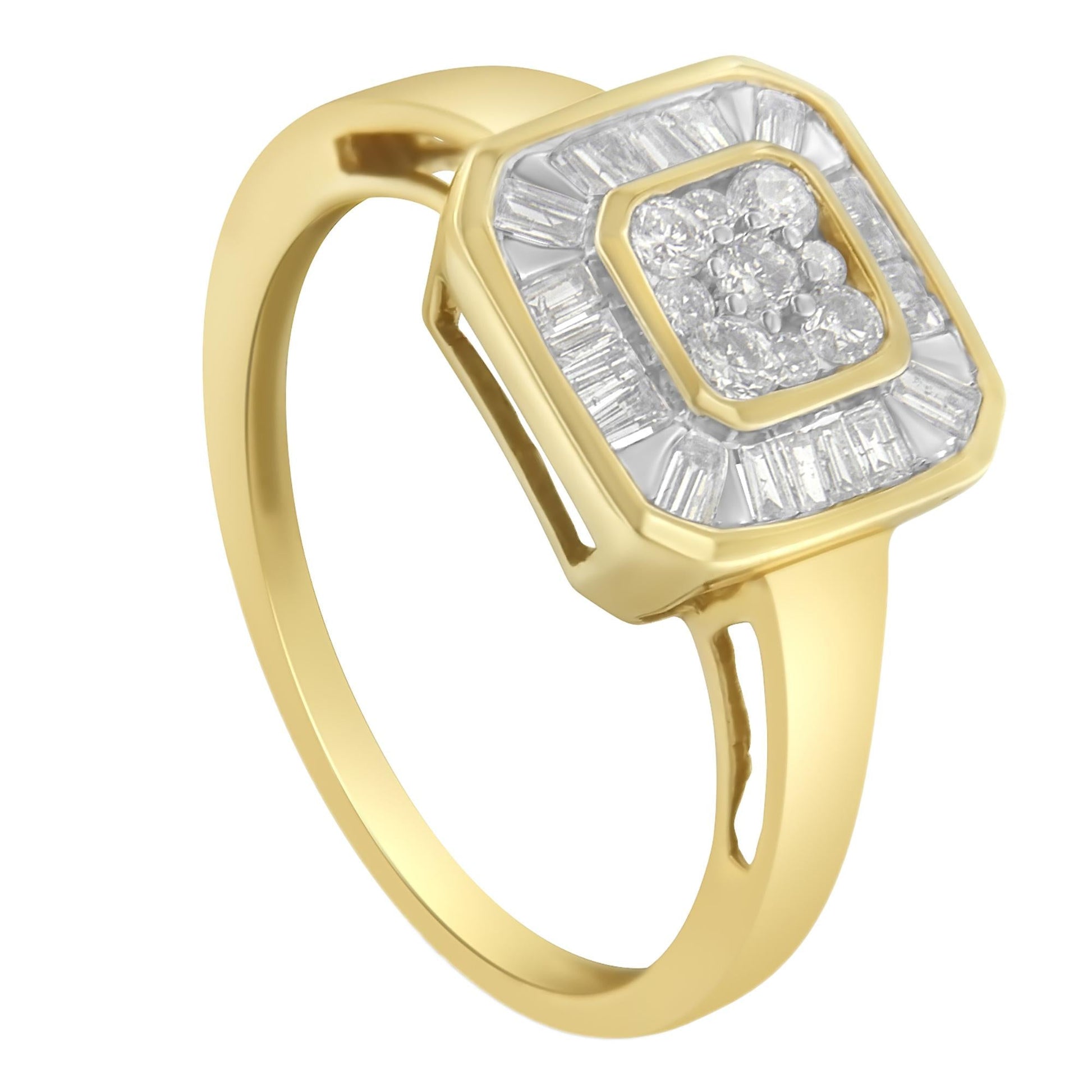 10K Yellow Gold Diamond Cocktail Ring (1/2 Cttw, I-J Color, SI2-I1 Clarity)-3