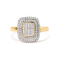 10K Yellow Gold 1/2 cttw Round and Princess Diamond Composite Head and Halo Ring (H-I Color, SI1-SI2 Clarity)-3