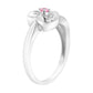 .925 Sterling Silver Diamond Accent and Created Pink Sapphire Halo Heart Promise Ring (H-I Color, SI1-SI2 Clarity)