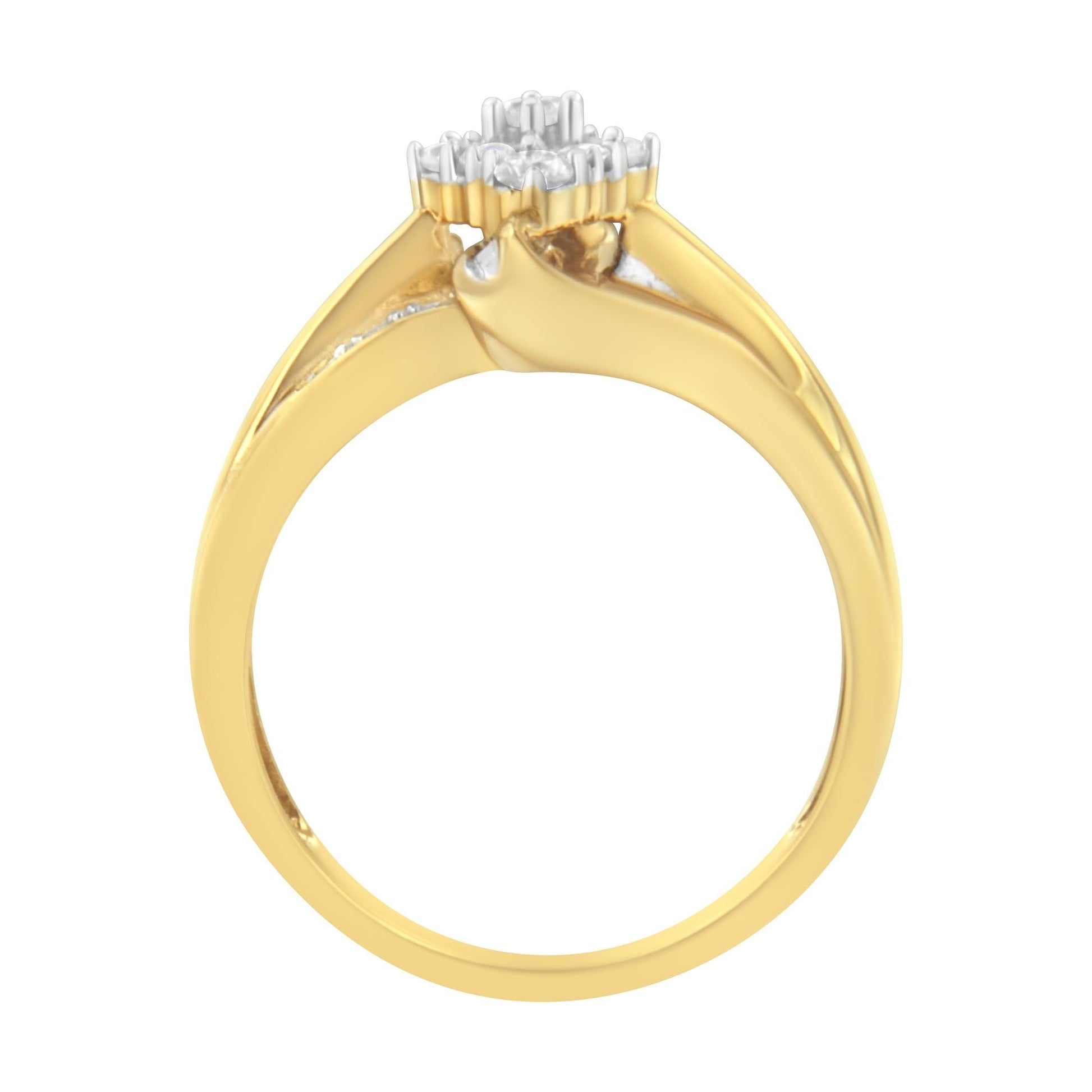 10K Yellow Gold 1/2 cttw Diamond Cluster Cocktail Ring (J-K Clarity, I1-I2 Color)-3