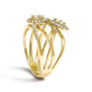 10K Yellow Gold 1/2 Cttw Diamond Crossover 3 Leaf Floral Cocktail Ring Band (H-I Color, SI1-SI2 Clarity)-3