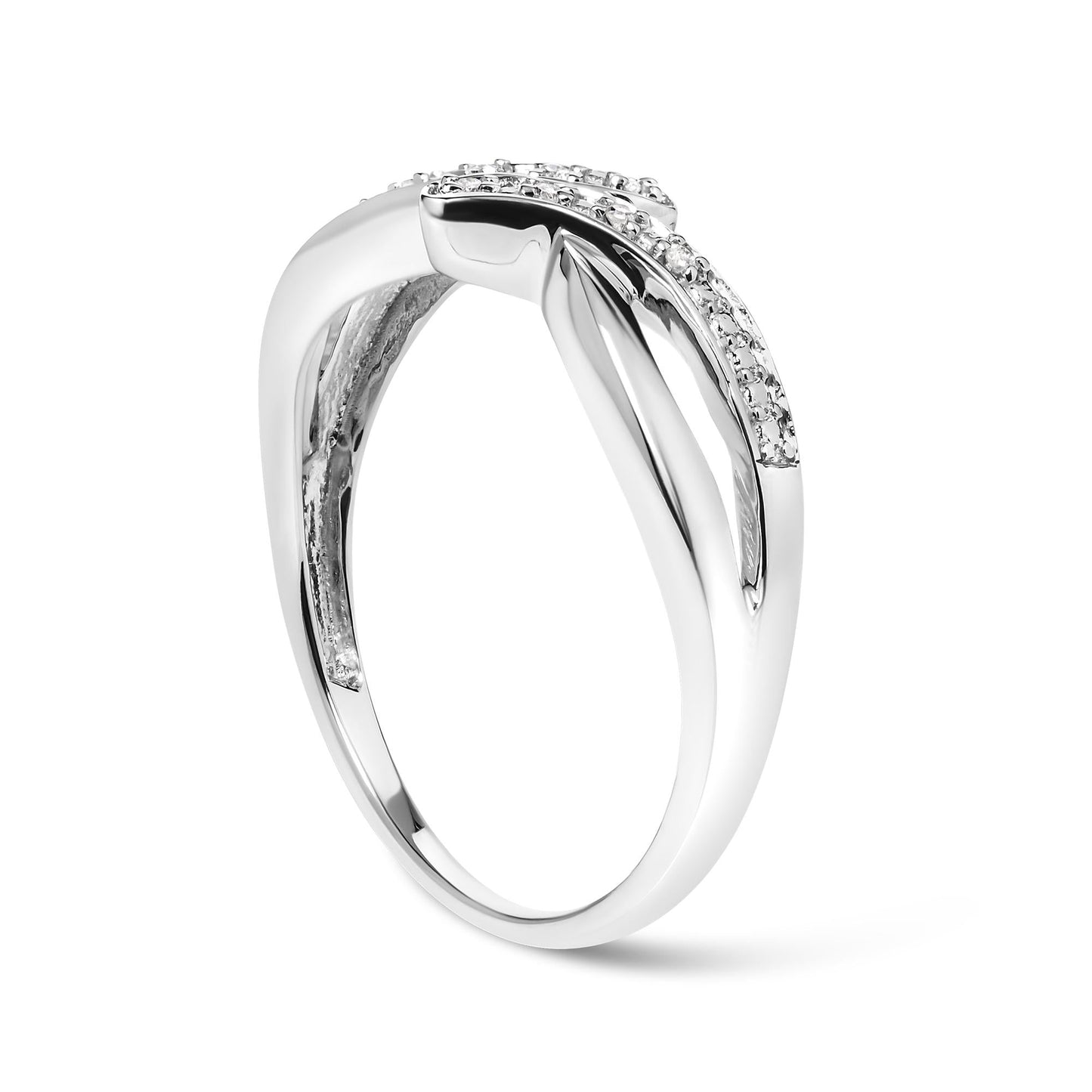 925 Sterling Silver Diamond Accent Bypass and Split Shank Band Ring (I-J Color, I2-I3 Clarity)-3