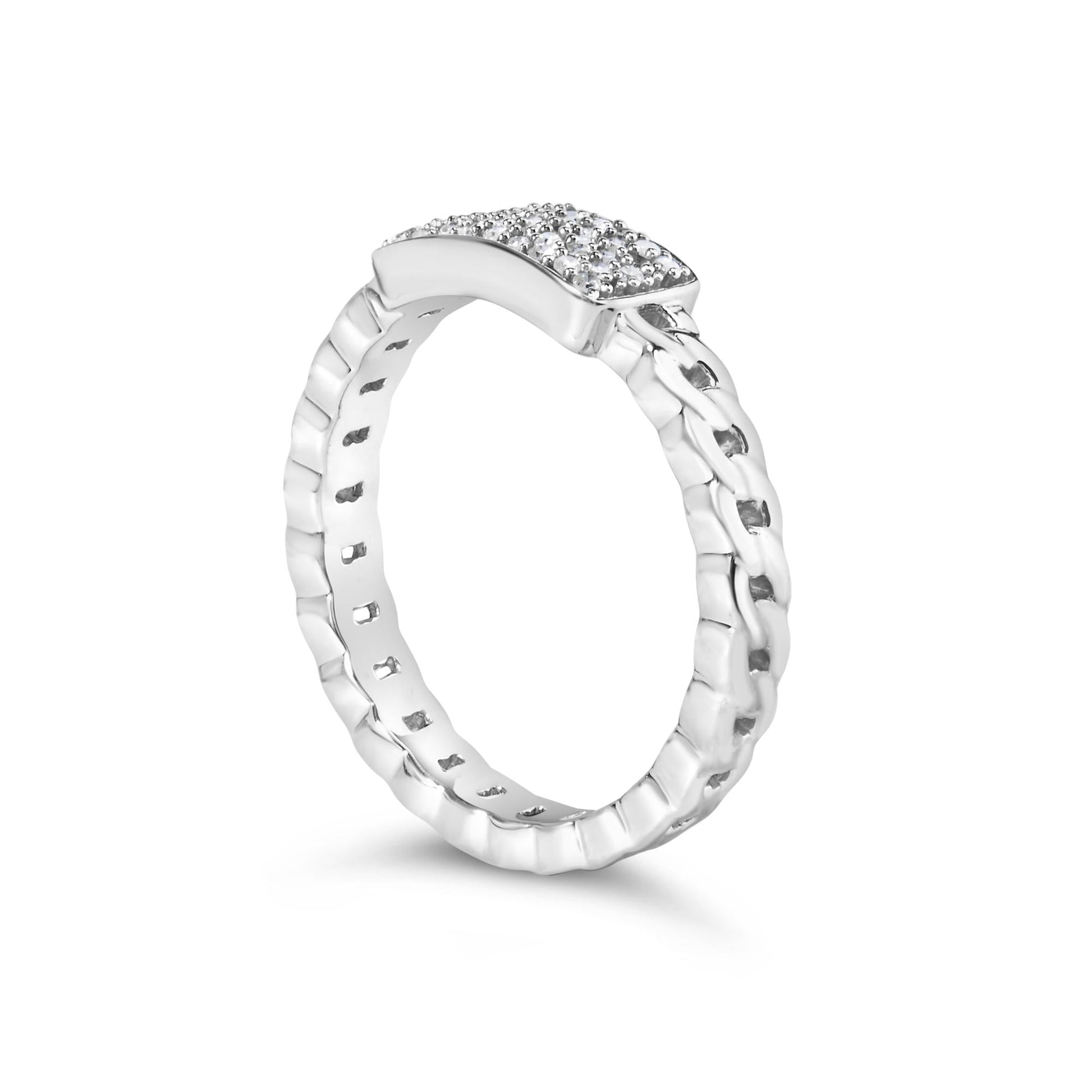 .925 Sterling Silver 1/5 Cttw Diamond ID and Cuban Link Band Ring (I-J Color, I2-I3 Clarity)-3