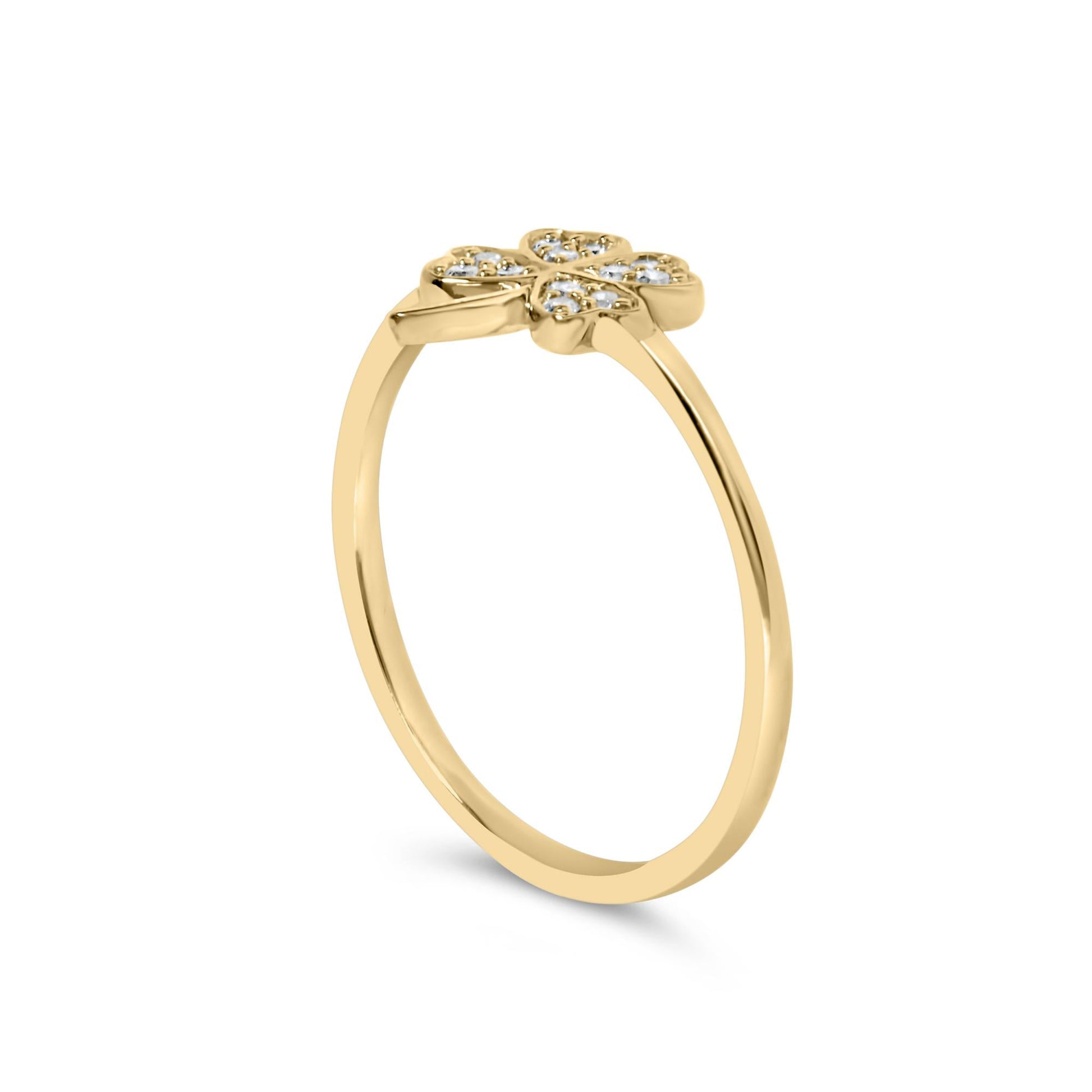 10K Yellow Gold Diamond Accent 4 Leaf Clover Ring (H-I Color, I1-I2 Clarity)-3