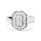 14K White Gold 1.00 Cttw Baguette and Princess-Cut Diamond Cocktail Art Deco Style Ring (H-I Color, SI1-SI2 Clarity)-3