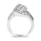 14K White Gold 1-1/2 Cttw Round and Baguette Diamond Bypass Cocktail Ring Band (H-I Color, SI1-SI2 Clarity)-3