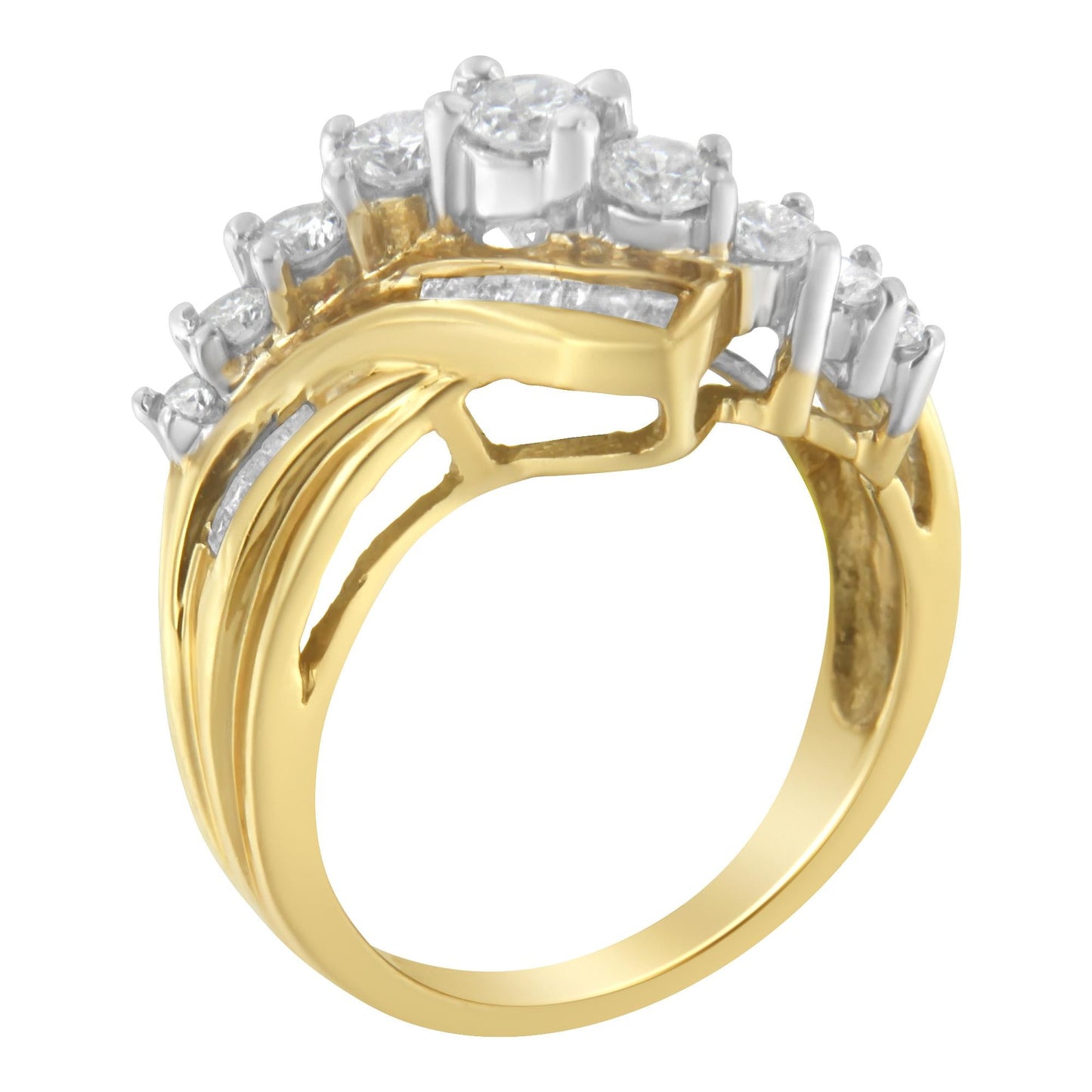 10K Two-Toned Diamond Bypass Ring (1 Cttw, H-I Color, SI2-I1 Clarity)-3