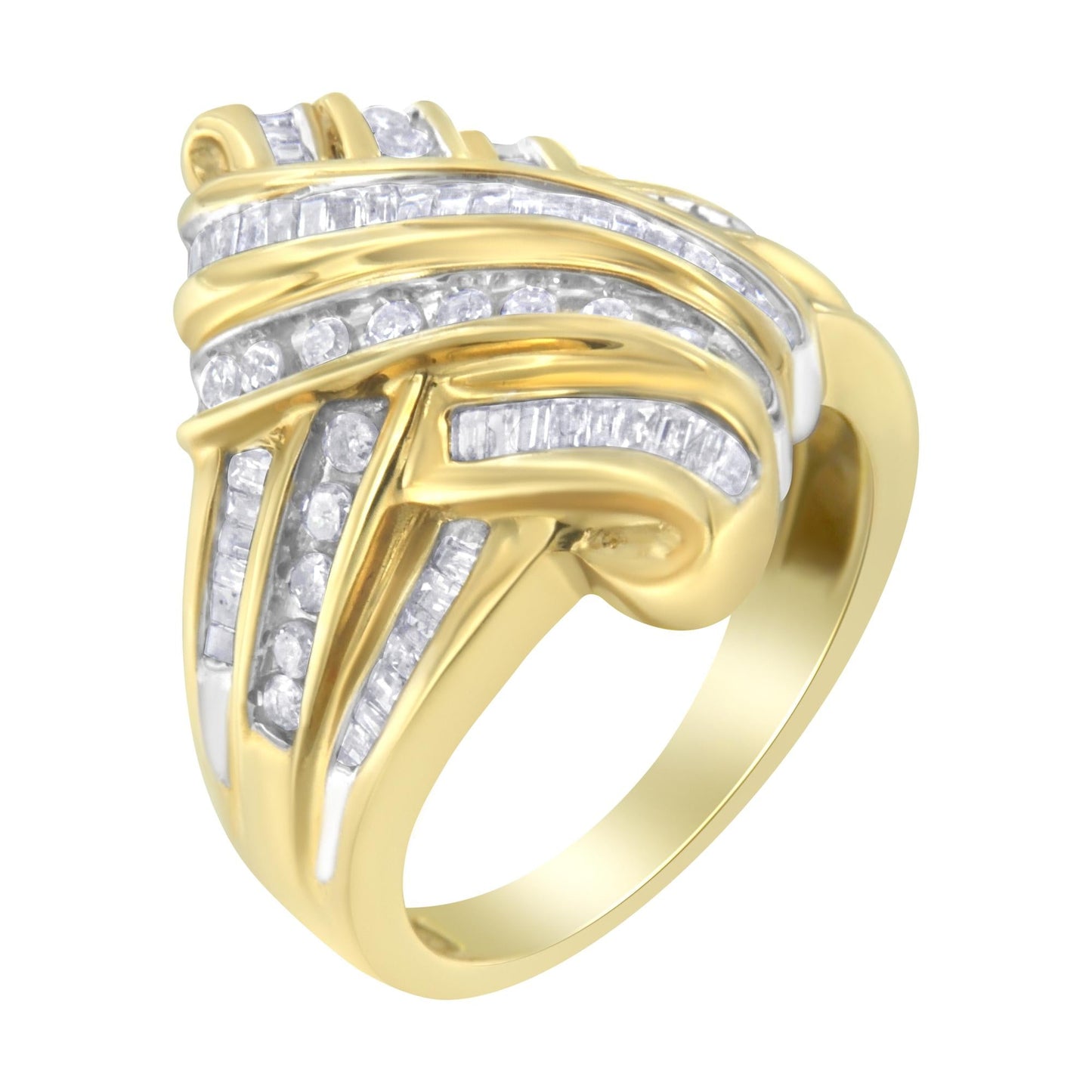 10K Yellow Gold Diamond Bypass Ring (1.0 cttw, H-I Color, I2-I3 Clarity)-3