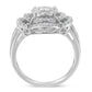 14K White Gold 1.0 Cttw Round & Baguette Cut Diamond Floral Cluster Quatrefoil Channel Set Band Cocktail Statement Ring (H-I Color, SI2-I1 Clarity)-3