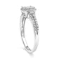 .925 Sterling Silver 1/4 Cttw Princess-cut Diamond Composite Ring with Beaded Halo (H-I Color, SI1-SI2 Clarity)-3