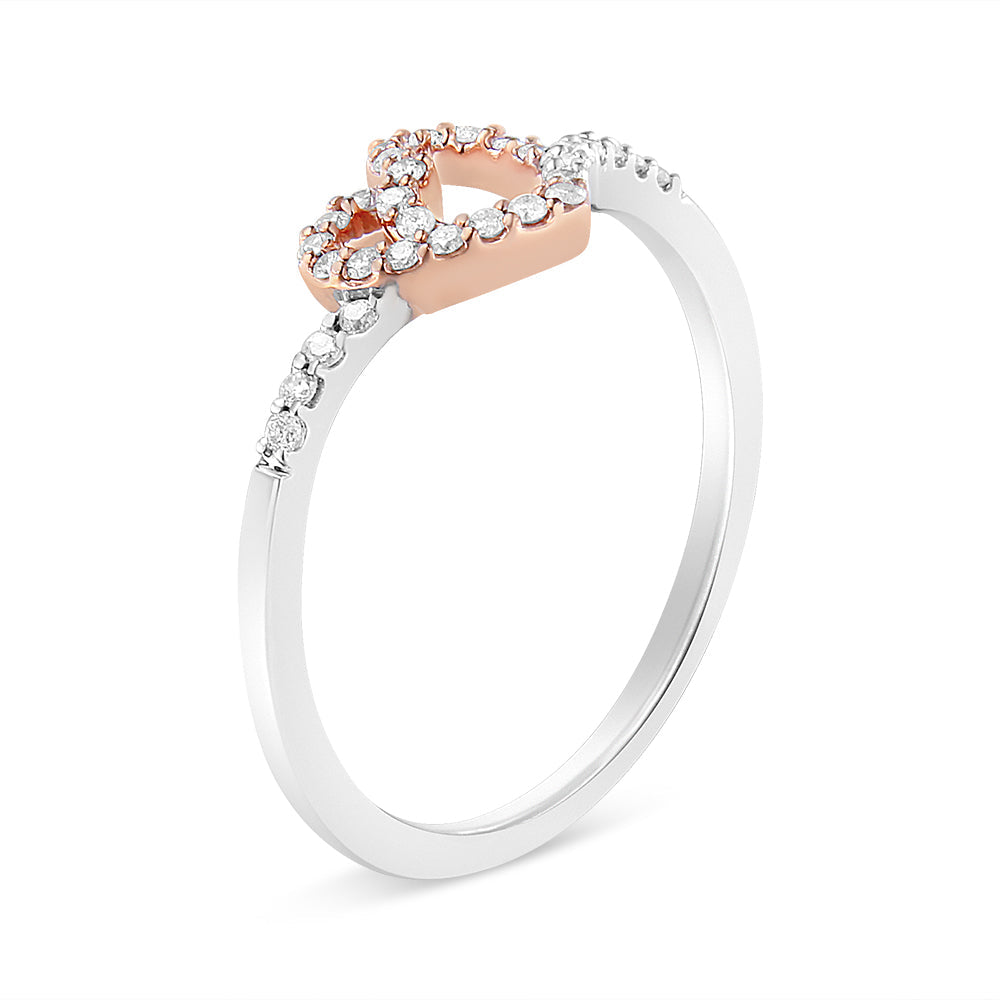 14K Rose Gold Plated and White .925 Sterling Silver 1/5 Cttw Round-Cut Diamond Open Heart Promise Ring (I-J Color, I2-I3 Clarity)-3