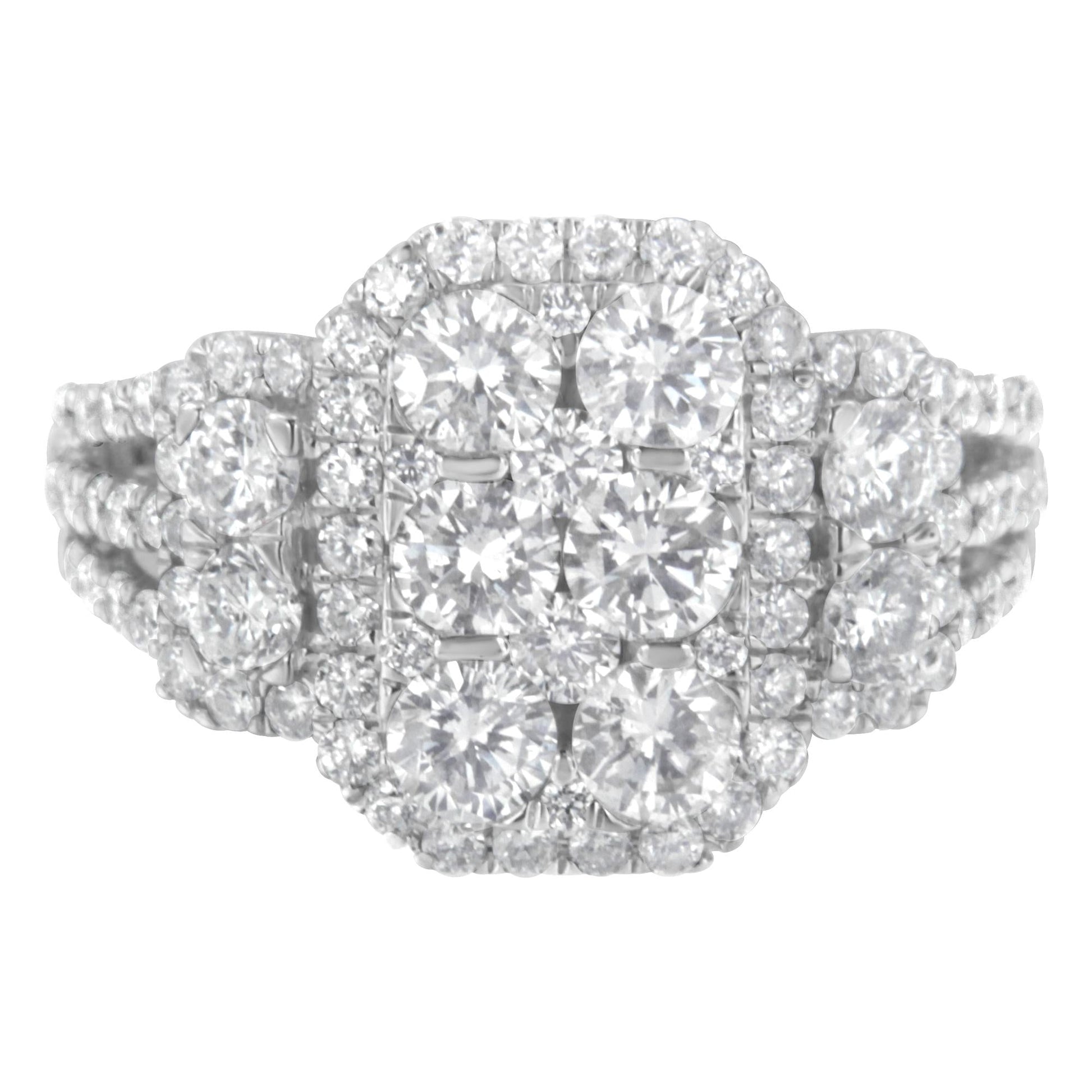 14K White Gold 2 1/4 Cttw Diamond Cocktail Cluster Ring (G-H Color, SI2-I1 Clarity)-3