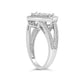 .925 Sterling Silver 1/3 Cttw Invisible Set Princess-Cut Diamond Rhombus and Beaded Halo Ring (H-I Color, SI1-SI2 Clarity)-3