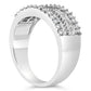 14K White Gold 1.0 Cttw 4 Row Round Baguette Diamond Band Ring (H-I Color, SI1-SI2 Clarity) - Ring Size 7-3