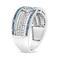 .925 Sterling Silver 1/2 Cttw White and Blue Color Treated Diamond Band Ring (H-I Color, I1-I2 Clarity)-3