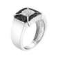 .925 Sterling Silver 3/8 Cttw Composite Enhanced Black and White Diamond Men's Band Ring (H-I, I2-I3)-3