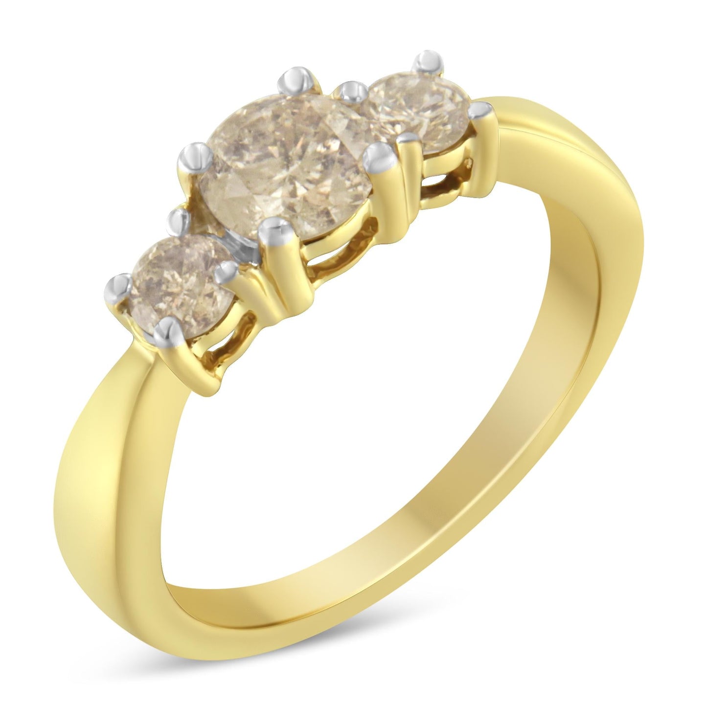 10K Yellow Gold Three Stone Diamond Band Ring (1.00 cttw, J-K Color, I2-I3 Clarity)-3