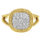 10K Yellow Gold Plated .925 Sterling Silver 1/2 Cttw Diamond Square Cushion Cluster Split Shank Cocktail Ring (J-K Color, I2-I3 Clarity)-3