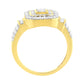 10K Yellow Gold Plated .925 Sterling Silver 3/4 Cttw Diamond Cluster Ring (I-J color, I1-I2 Clarity)-3