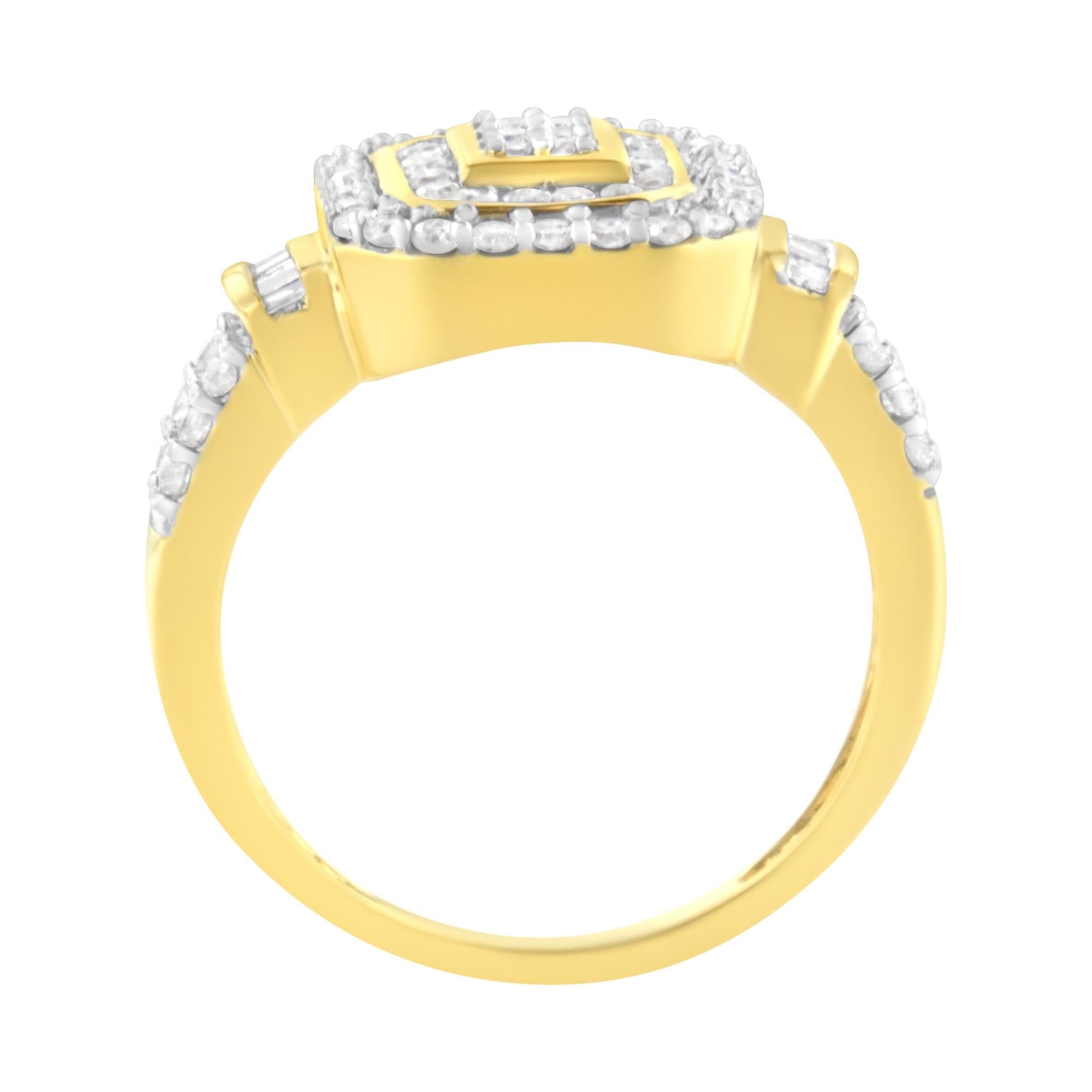 10K Yellow Gold Plated .925 Sterling Silver 3/4 Cttw Diamond Cluster Ring (I-J color, I1-I2 Clarity)-3