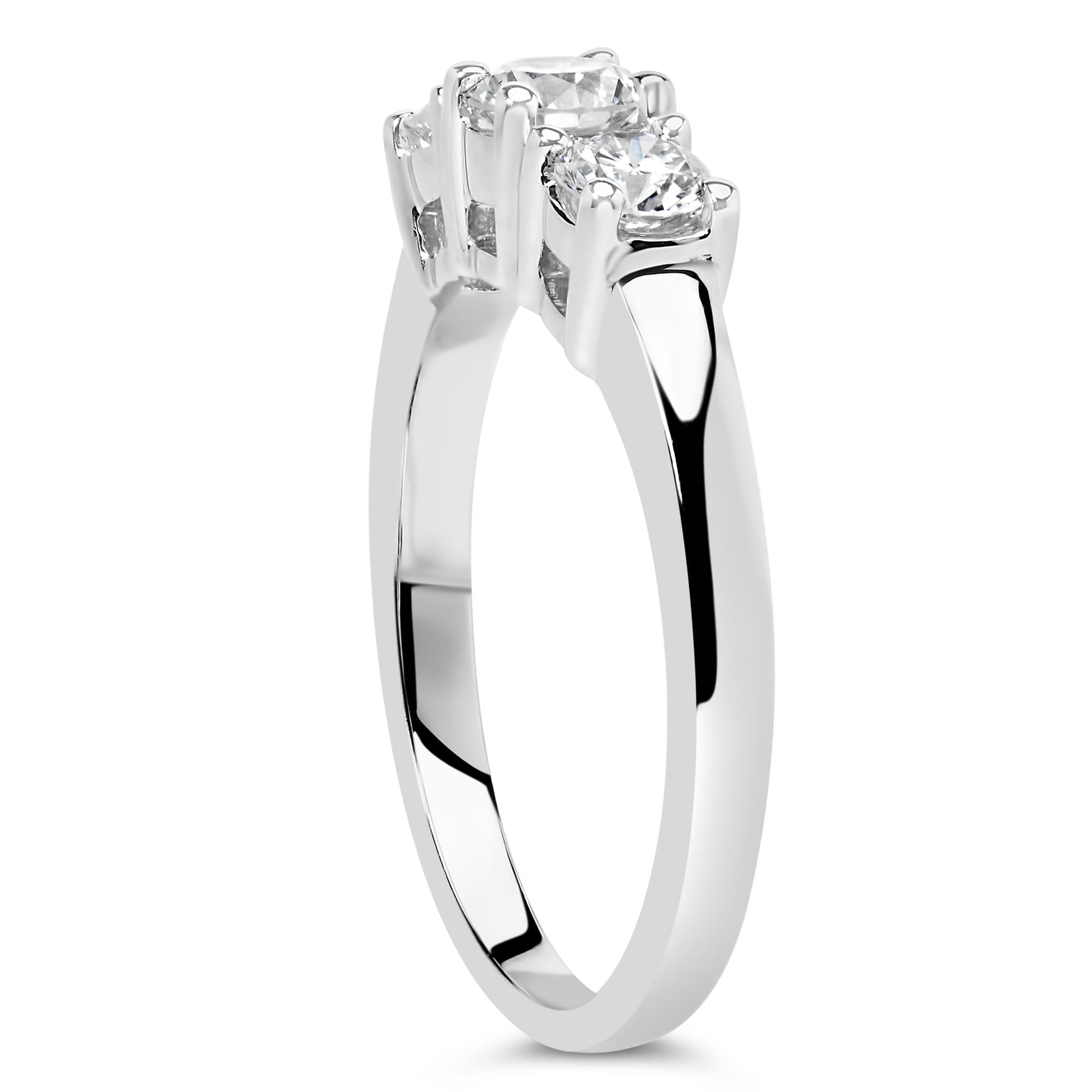 14K White Gold  3/4 Cttw Lab Grown Diamond 3 Stone Ring Band (F-G Color, VS2-SI1 Clarity)-3