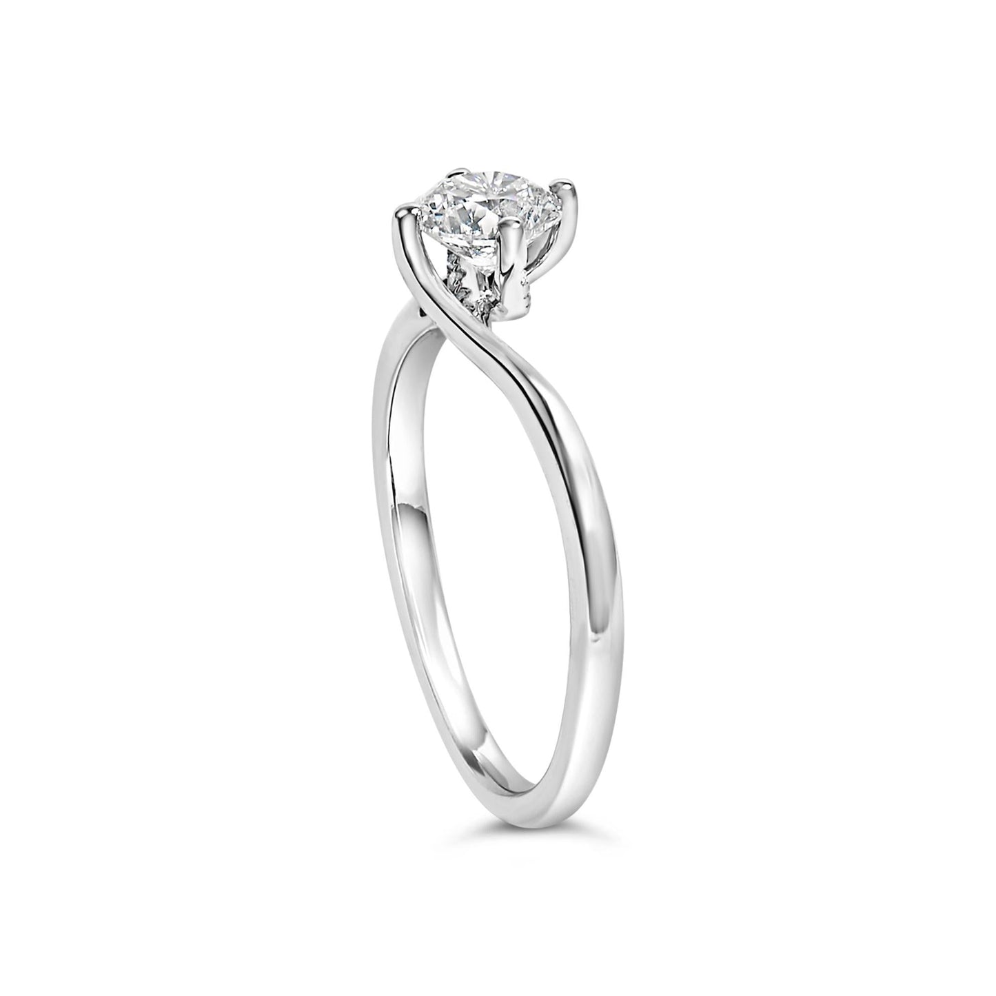 14K White Gold 4/5 Cttw Round Lab Grown Diamond Bypass Solitaire Engagement Ring (F-G Color, VS1-VS2 Clarity)-3