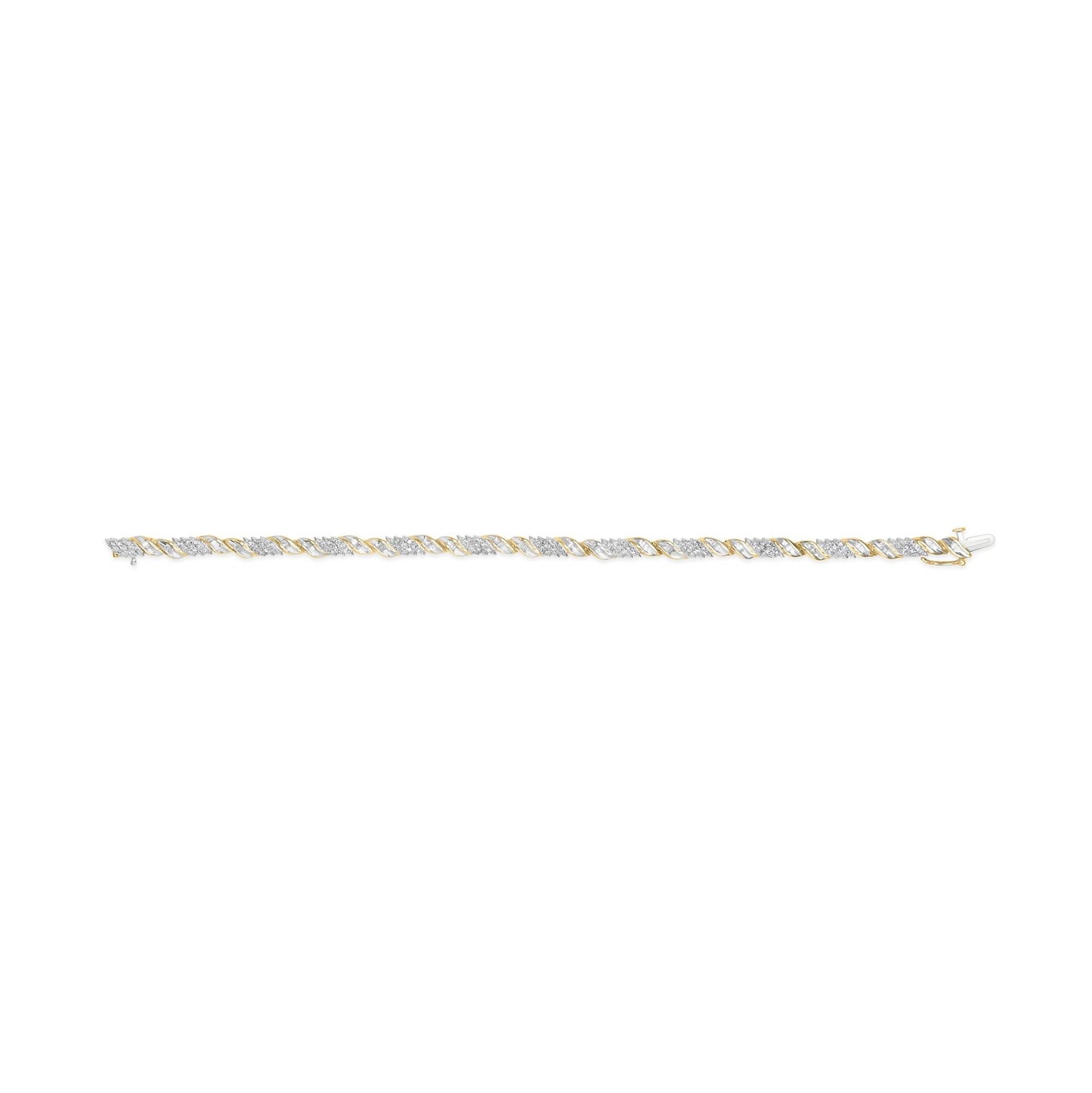 10K Yellow Gold 1.00 Cttw Diamond Wave Cluster Link Bracelet (J-K Color, SI1-SI2 Clarity) - 7" Inches-3