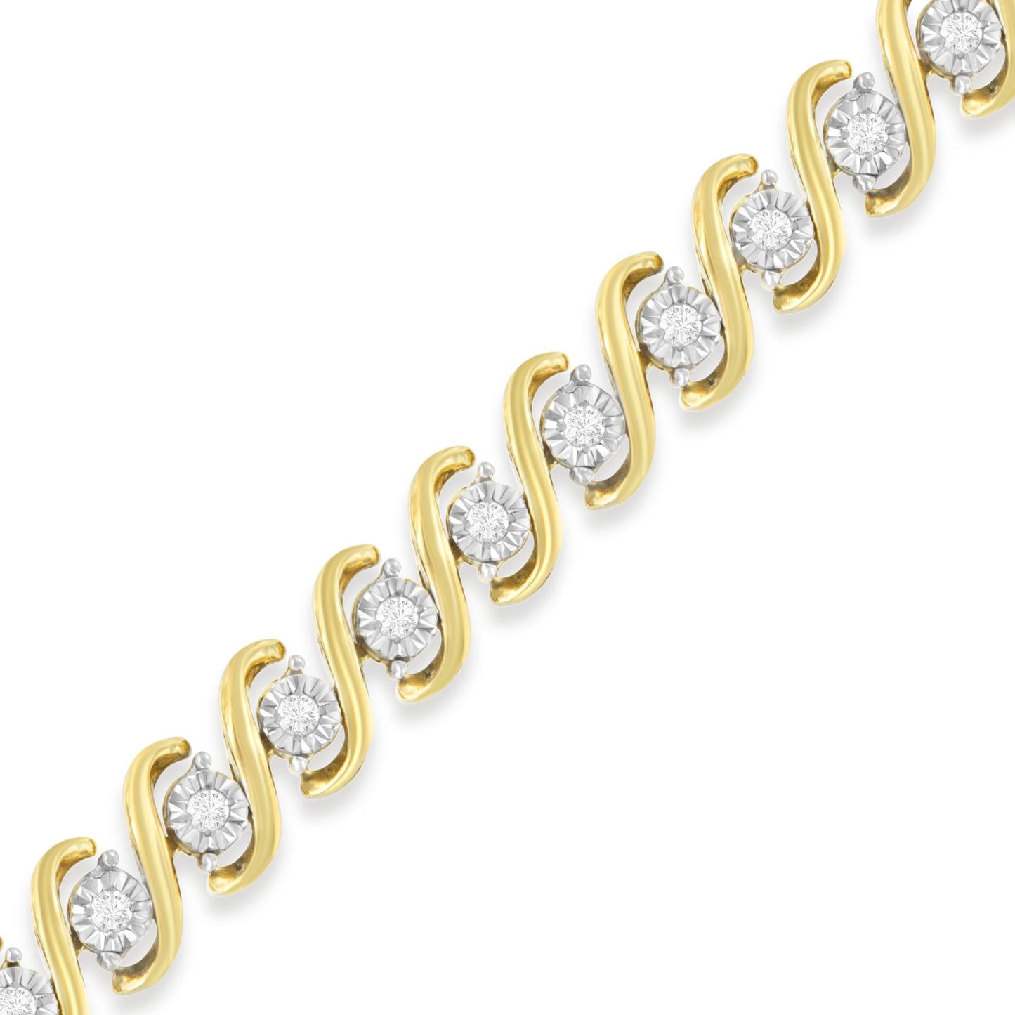 Yellow Plated Sterling Silver Round-Cut Diamond Bracelet (0.5 cttw, H-I Color, I2-I3 Clarity)-3