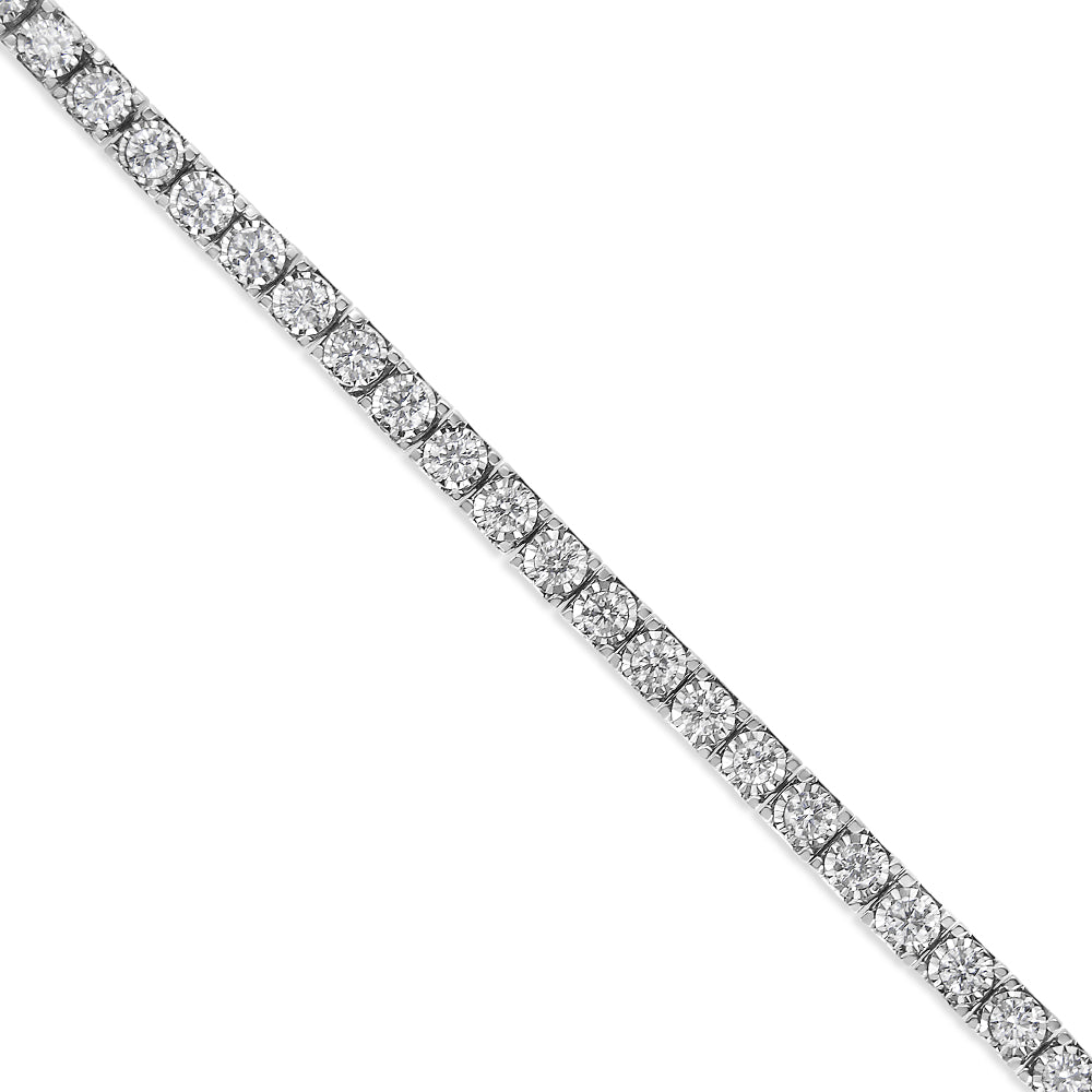 14K White Gold 2.0 Cttw Miracle Set Round-Cut Lab Grown Diamond Illusion 7" Tennis Bracelet (F-G Color, VS2-SI1 Clarity)-3