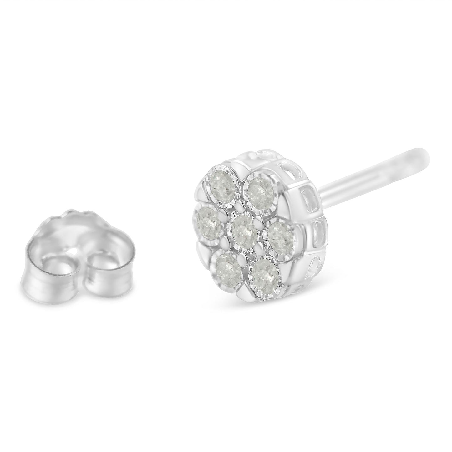 Sterling Silver Rose-Cut Diamond Floral Cluster Stud Earring (0.25 cttw, I-J Color, I2-I3 Clarity)